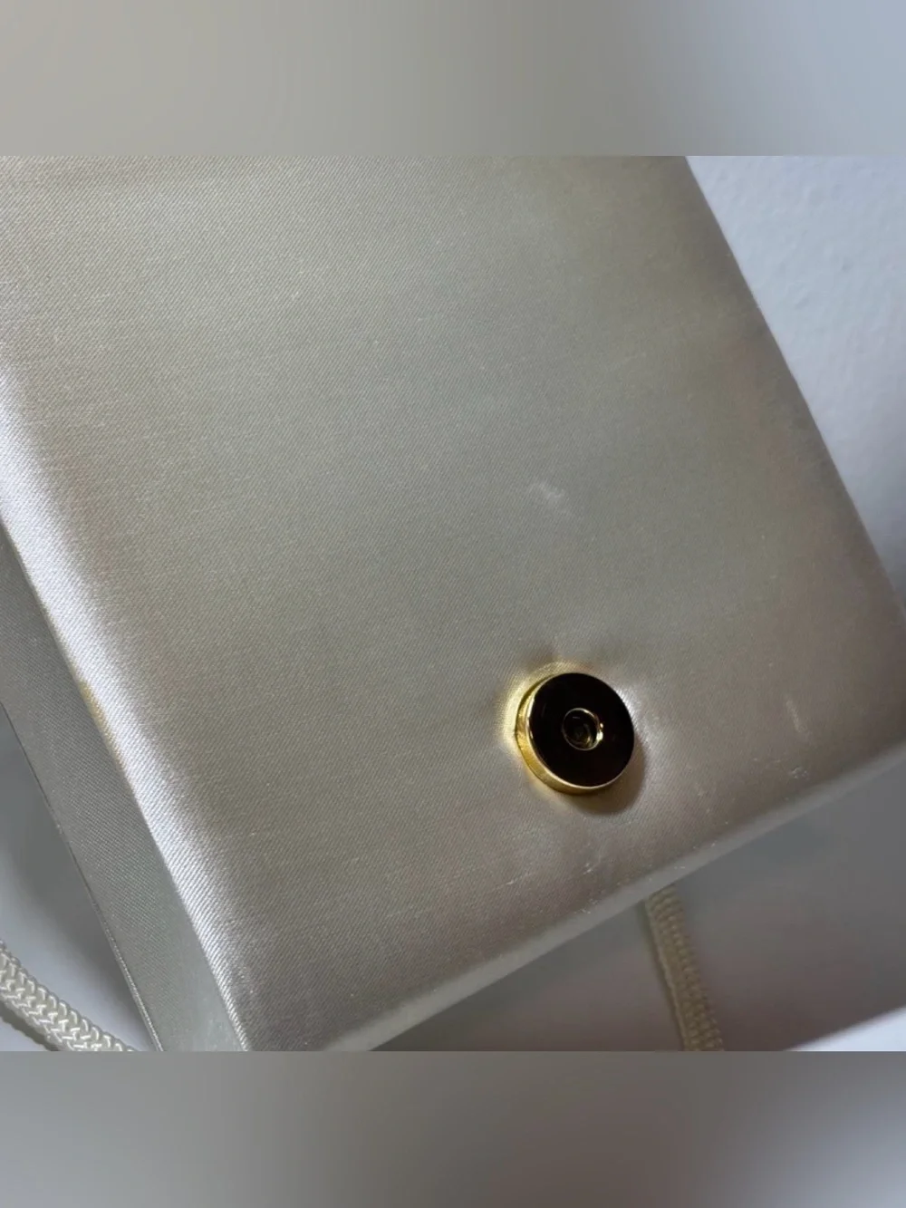 Vintage White Satin and Beaded Square Formal Shoulder Bag